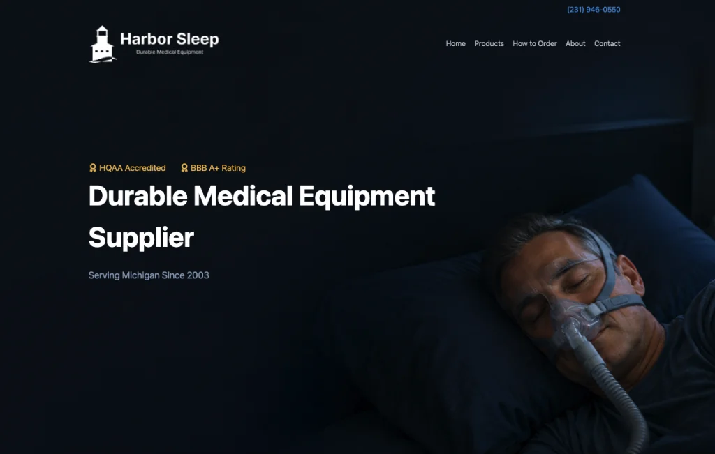 Harbor Sleep website design