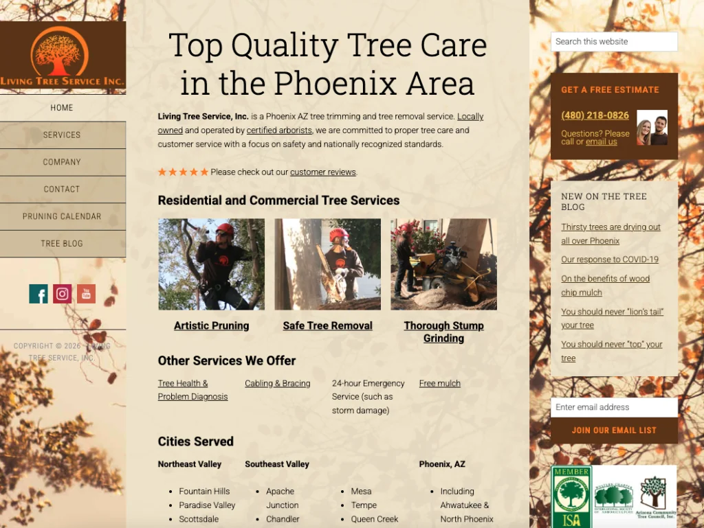 Living Tree Service website design