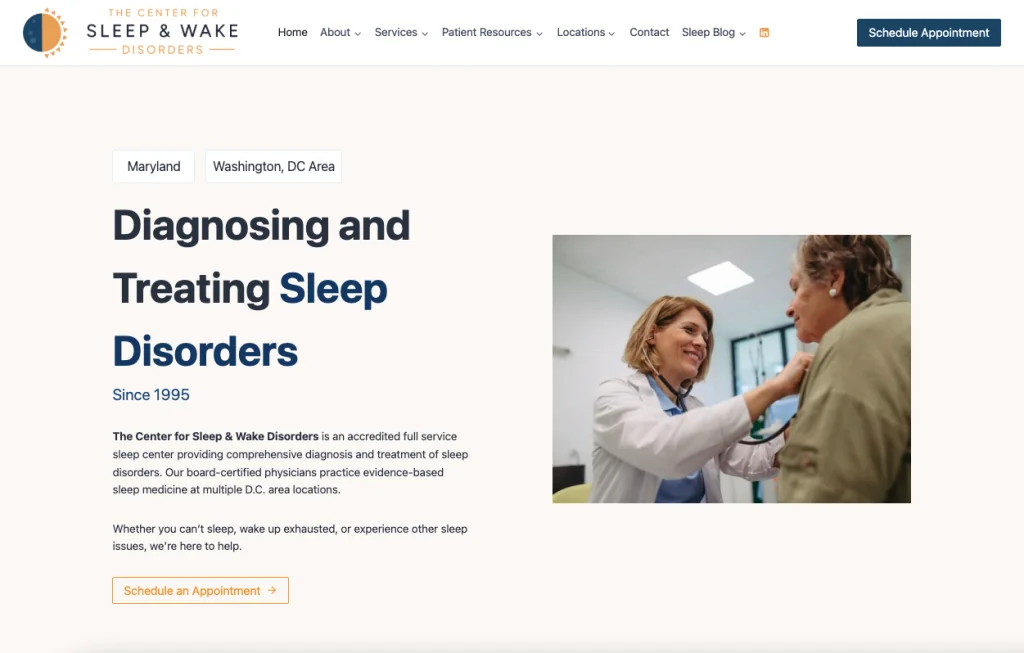 Center for Sleep & Wake Disorders website design